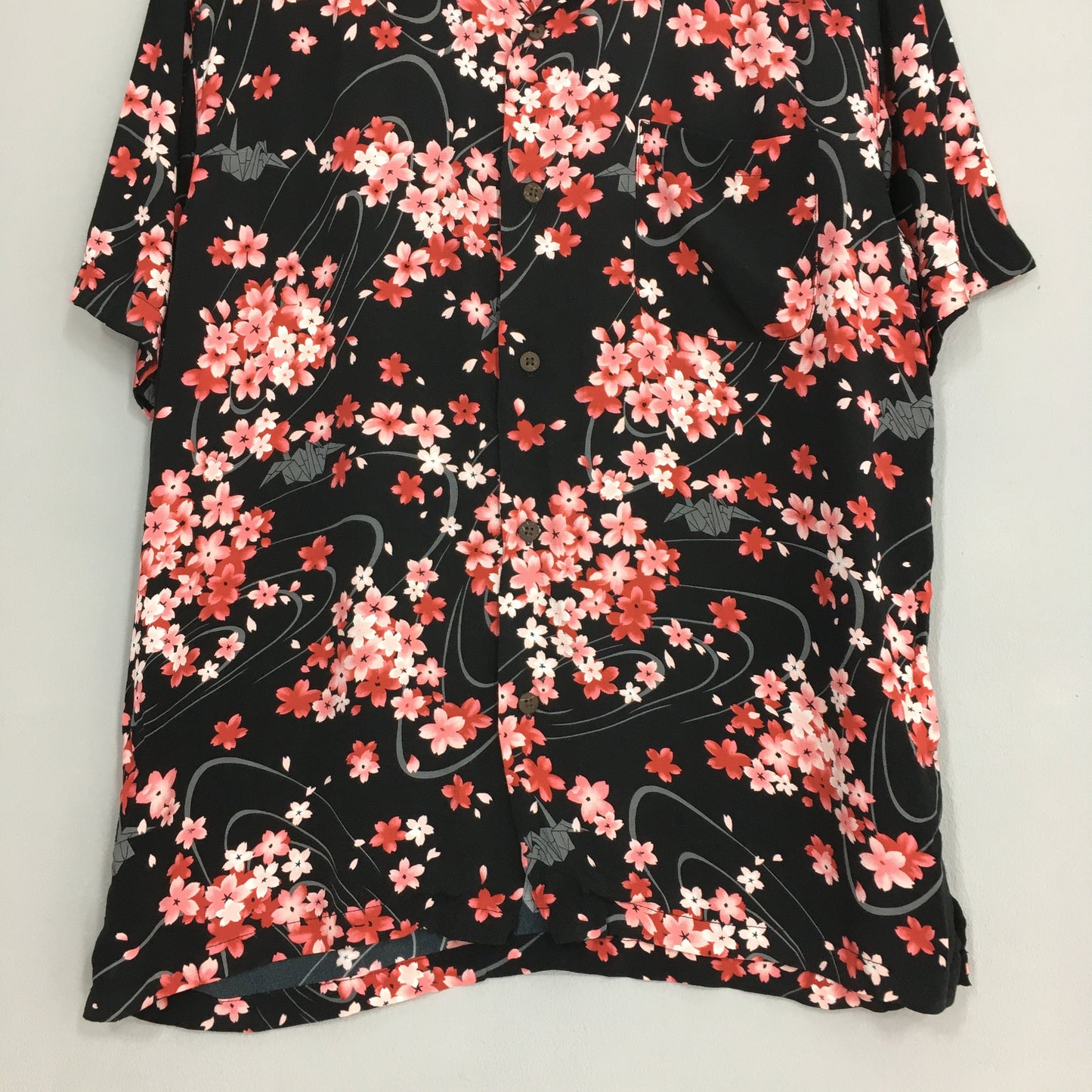 Aloha Sakura Floral Blossom Japan Rayon Shirt Large