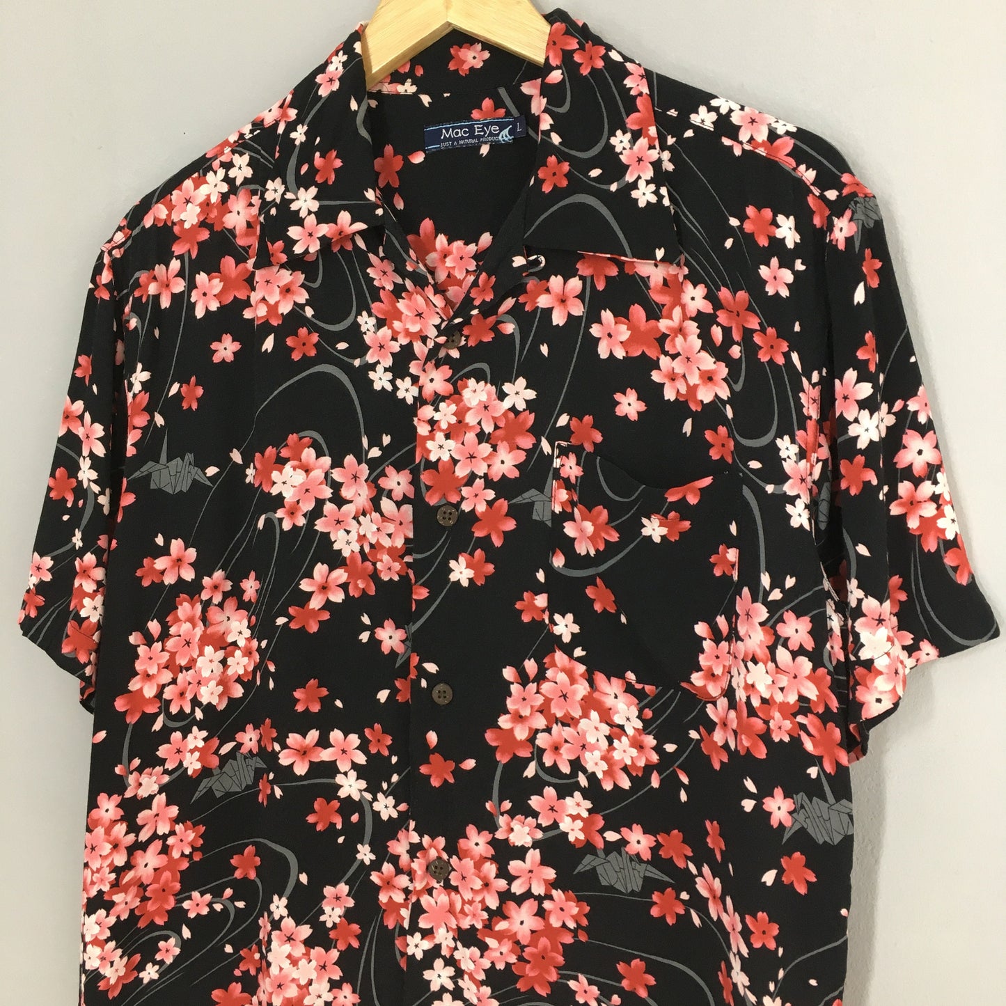 Aloha Sakura Floral Blossom Japan Rayon Shirt Large