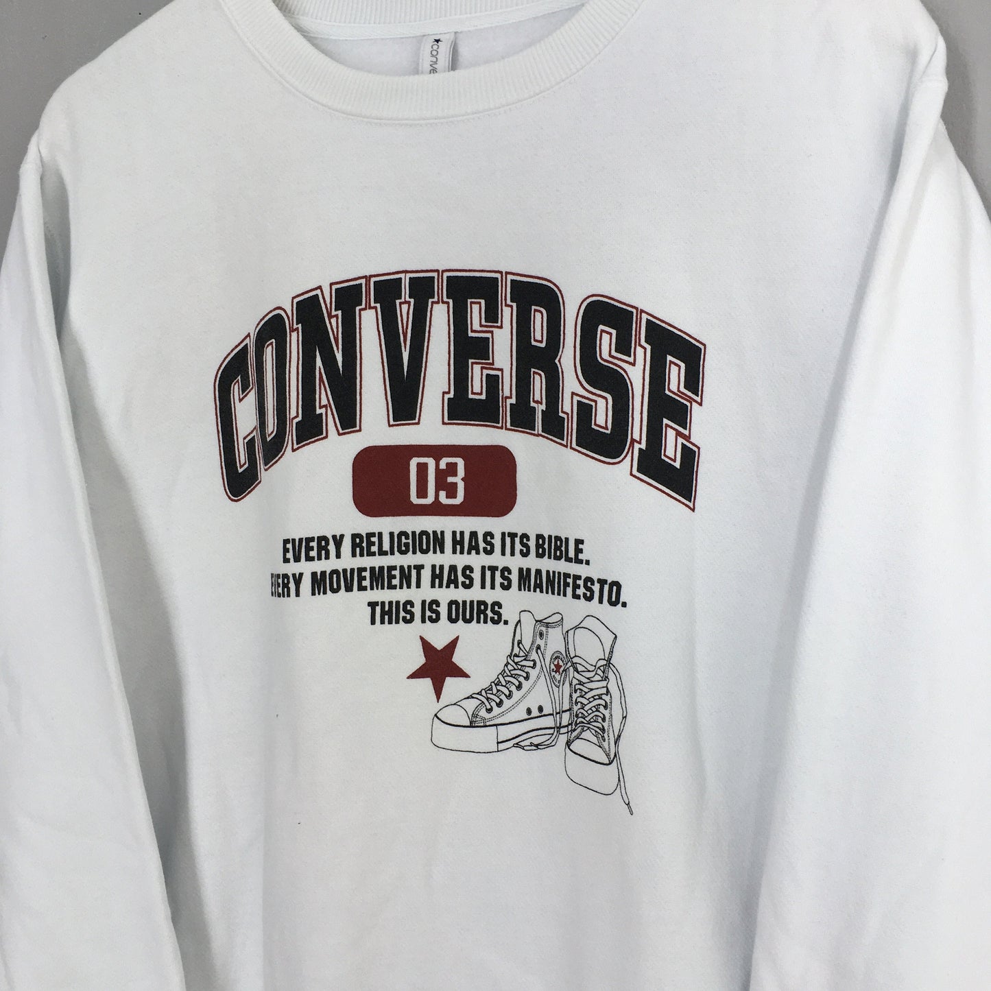 Converse All Star Skater White Sweatshirt Large