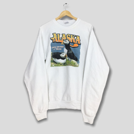 Alaska Puffins Bird Usa White Sweatshirt Medium