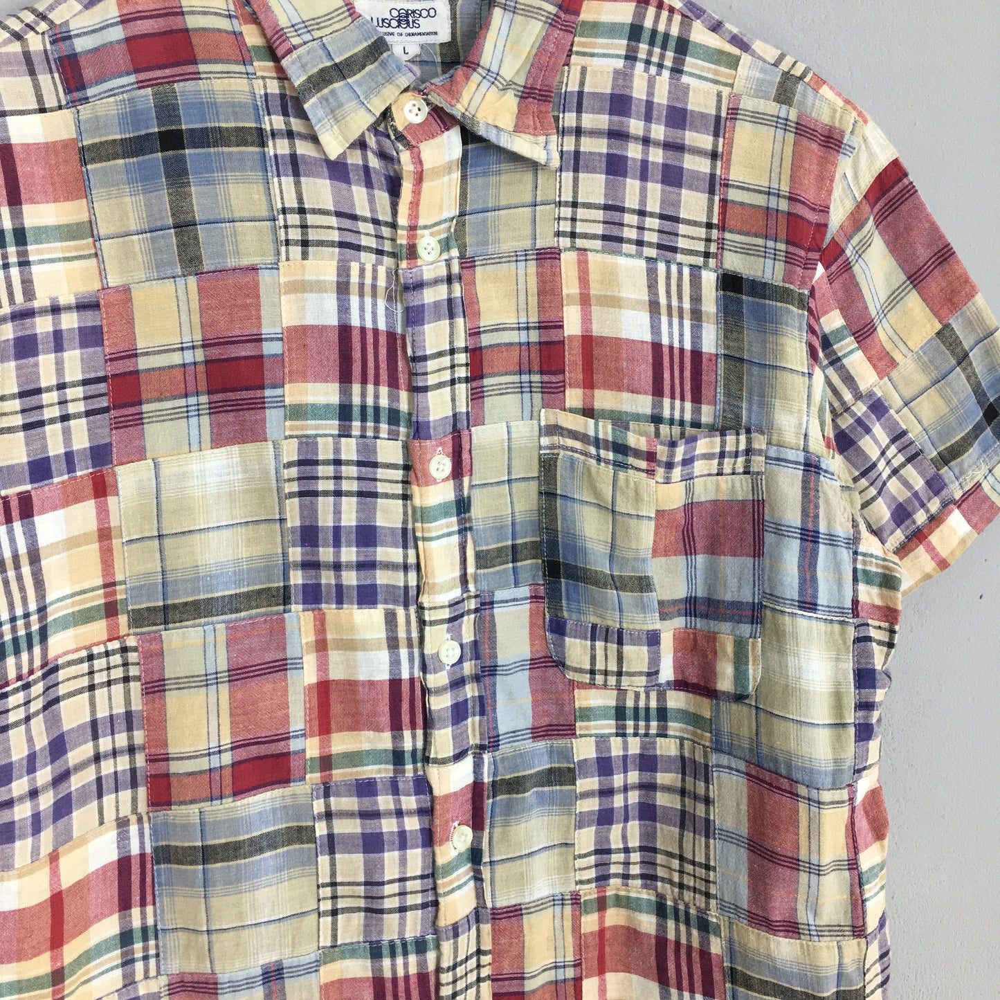 Patchwork Checkered Flannel Shirt Large