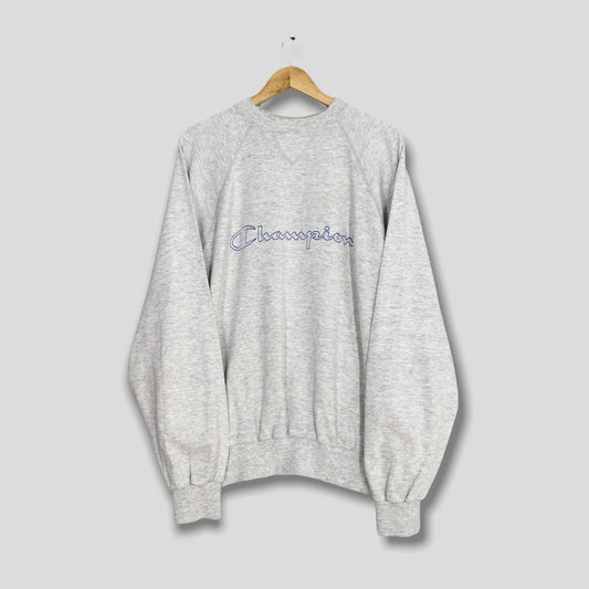 Champion Script Logo Gray Sweatshirt Large