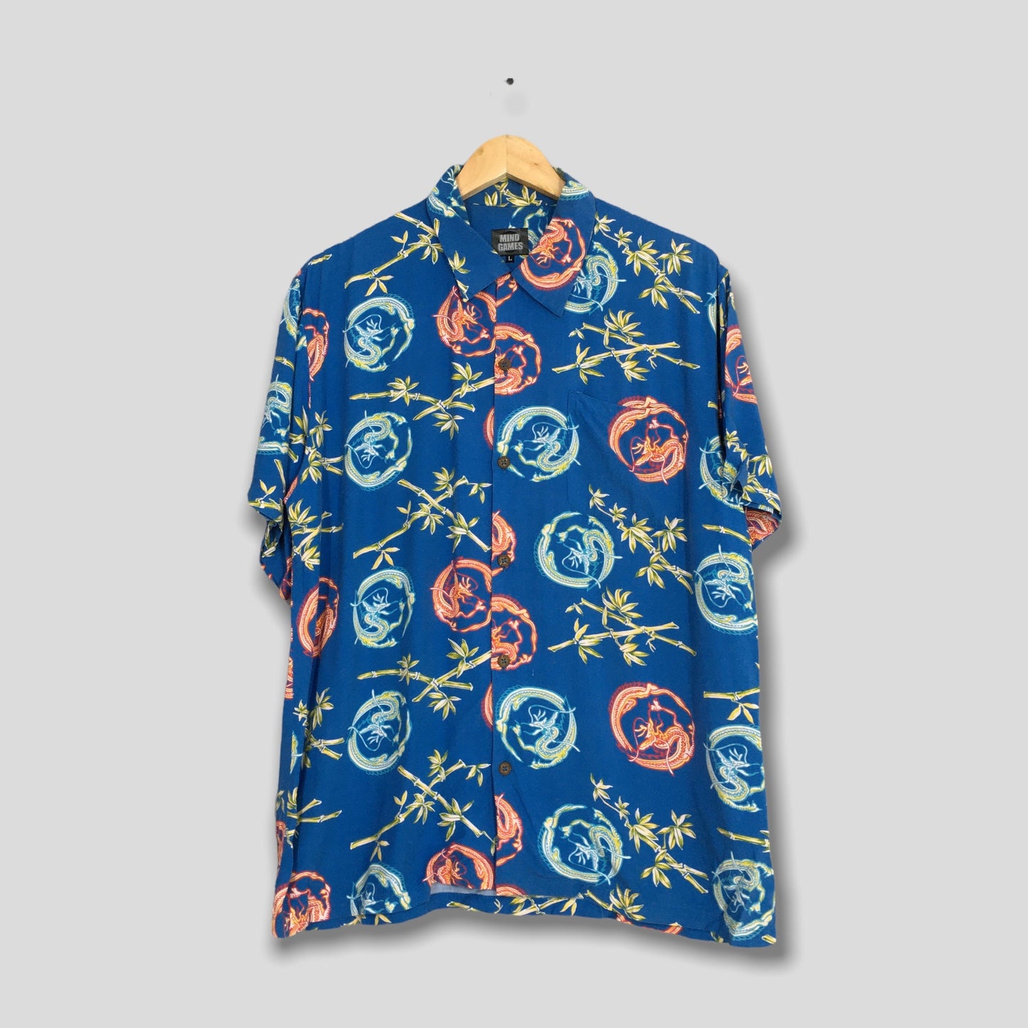 Summer Hawaiian Dragon Rayon Shirt Large