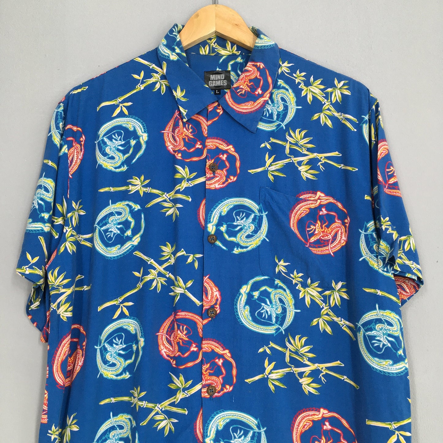 Summer Hawaiian Dragon Rayon Shirt Large