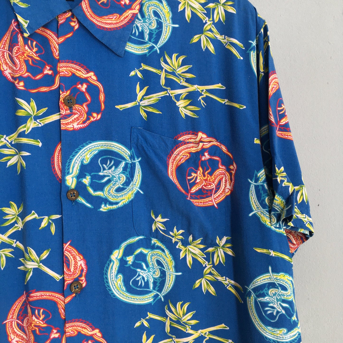 Summer Hawaiian Dragon Rayon Shirt Large