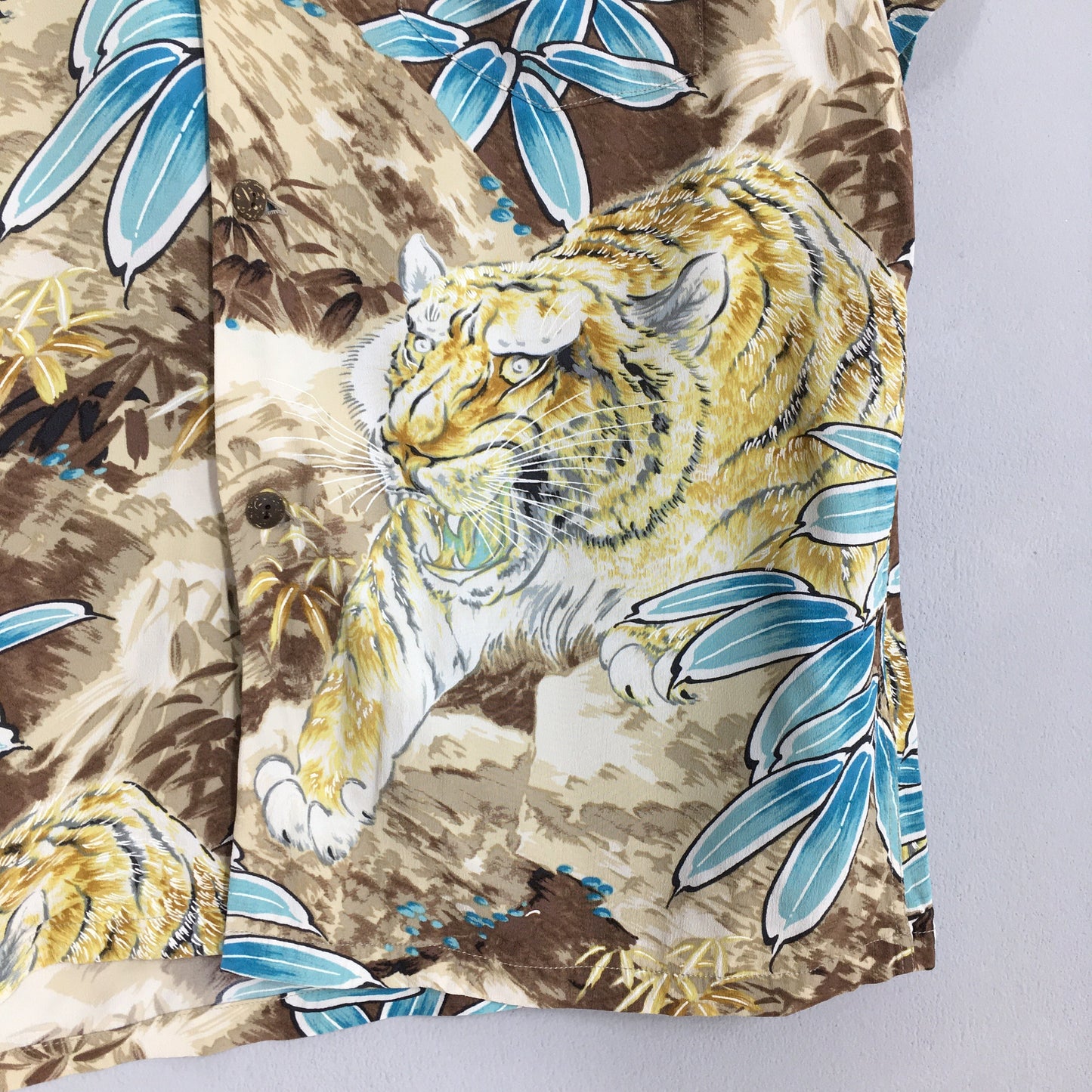 Sun Surf Jungle Tiger Roar Aloha Rayon Shirt