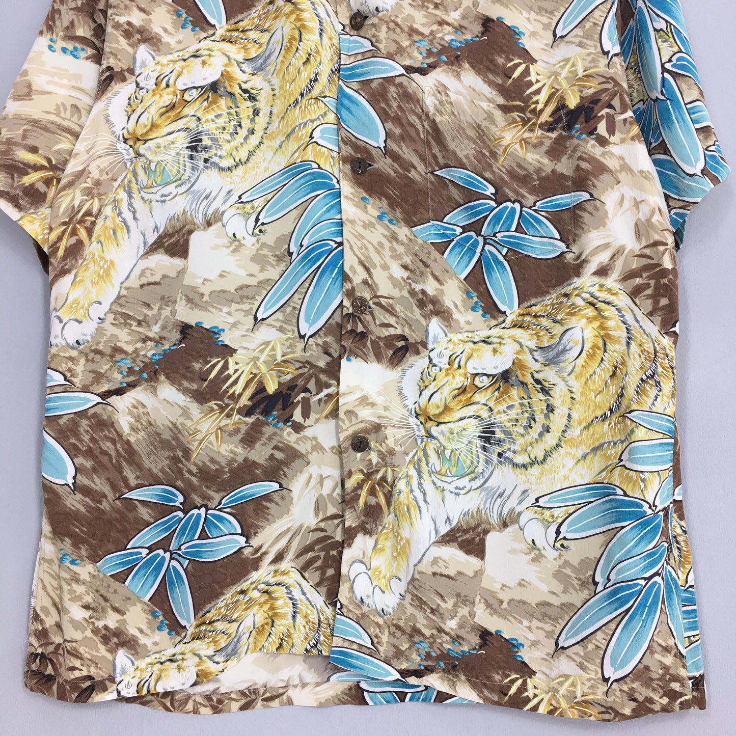 Sun Surf Jungle Tiger Roar Aloha Rayon Shirt