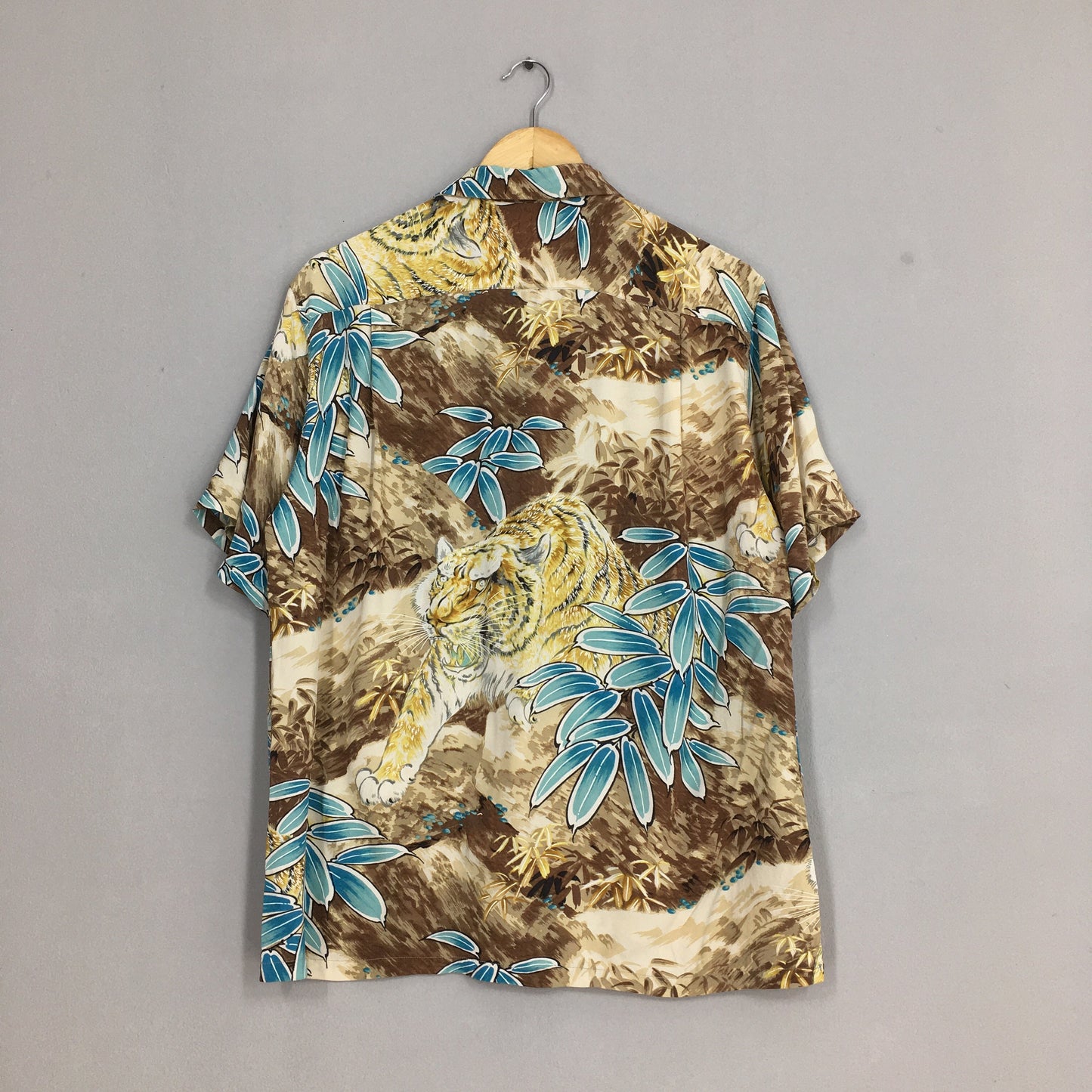 Sun Surf Jungle Tiger Roar Aloha Rayon Shirt