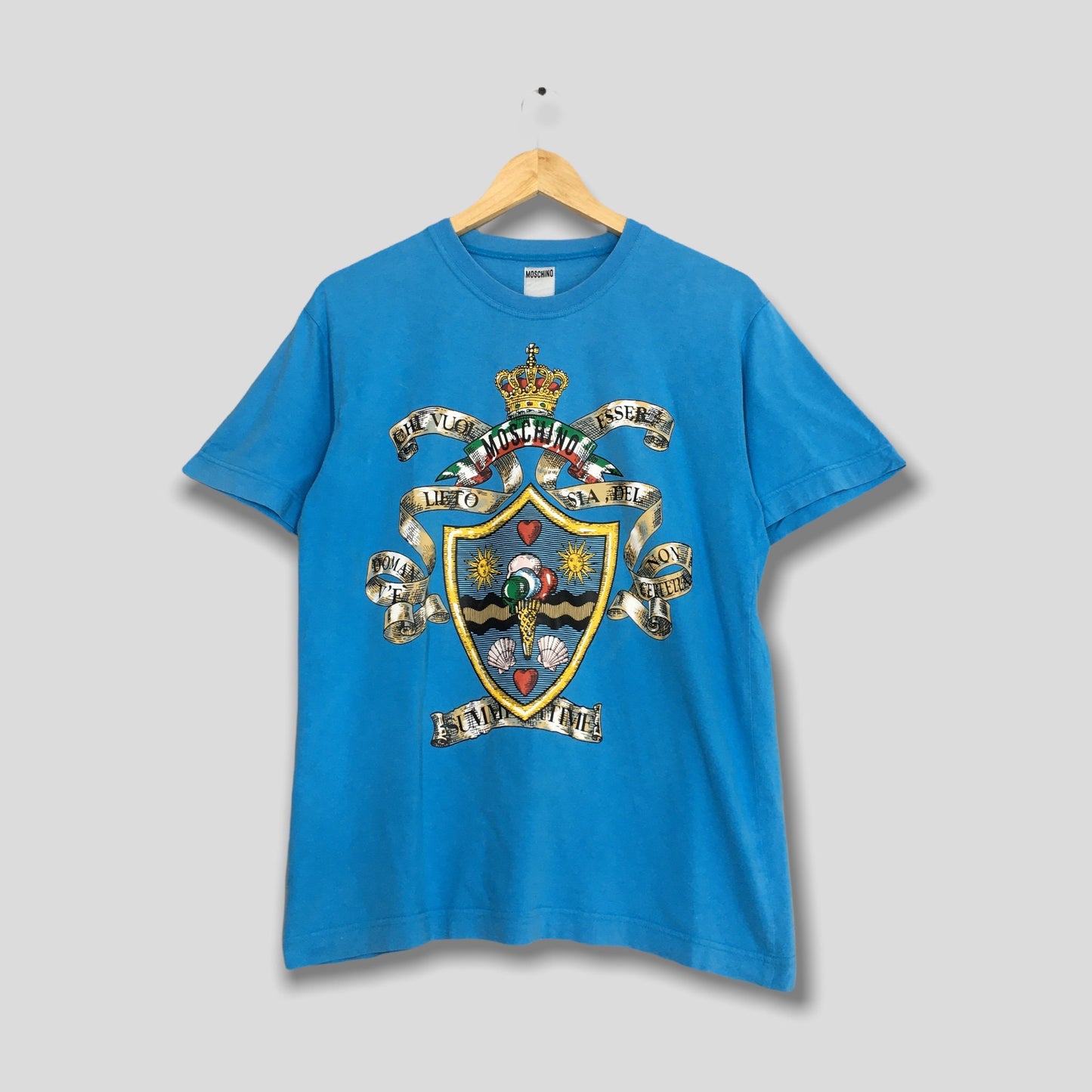 Moschino Italy Baroque Blue T shirt Medium