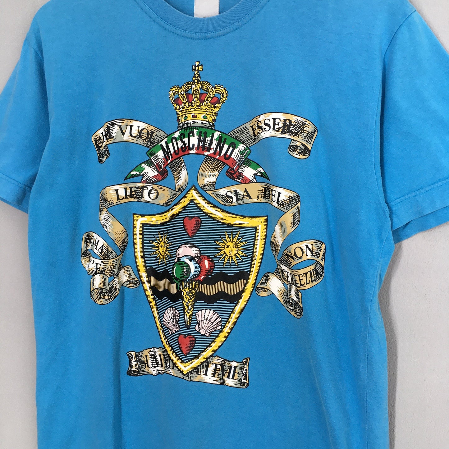 Moschino Italy Baroque Blue T shirt Medium