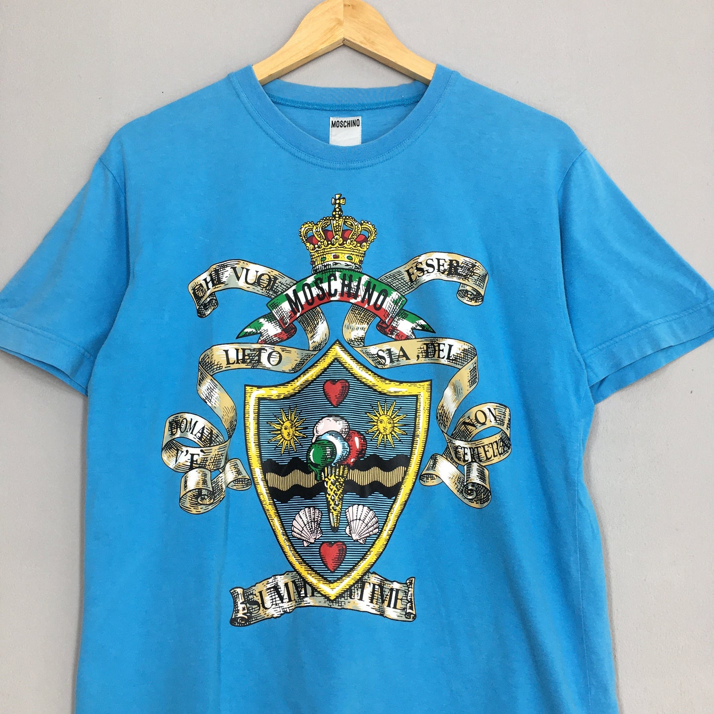 Moschino Italy Baroque Blue T shirt Medium