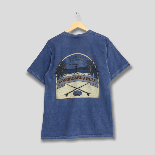 Longboards Rule Surf Blue Tshirt Medium