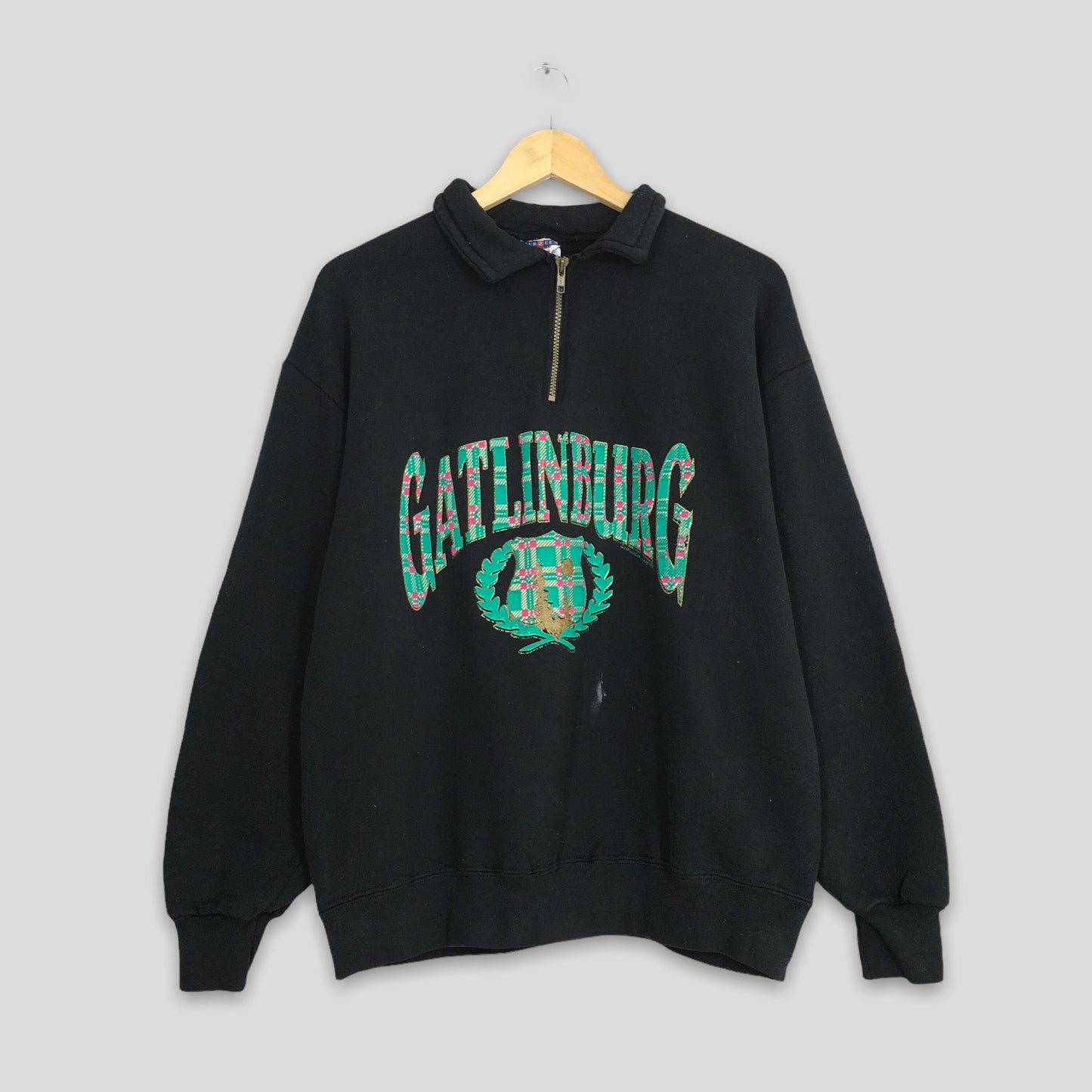 Gatlinburg Usa City Half Zipper Sweatshirt Black Large