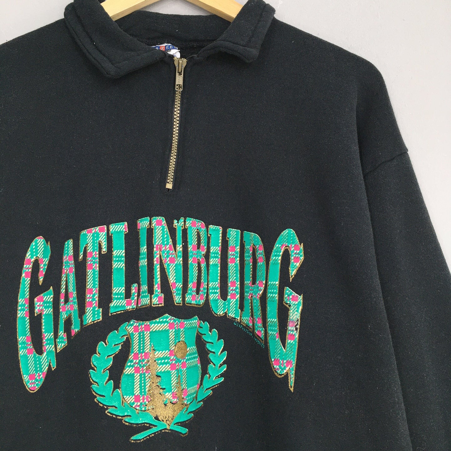 Gatlinburg Usa City Half Zipper Sweatshirt Black Large