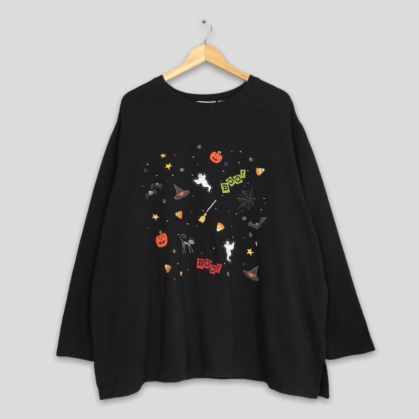 Happy Halloween Scary Ghost Black Sweatshirt 3XLarge