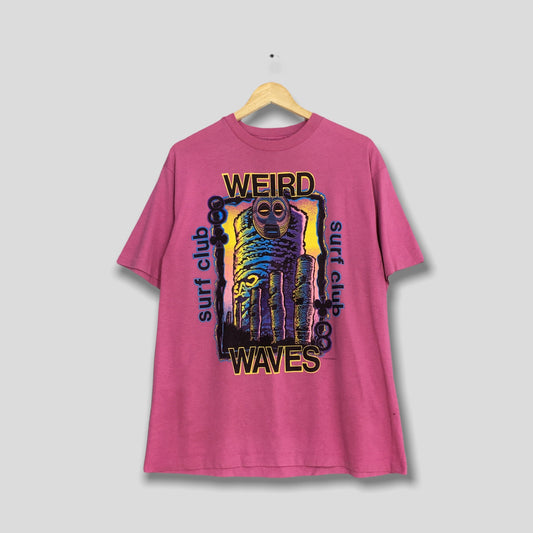 Weird Waves Surf Club Sportswear Surfing Pink T shirt