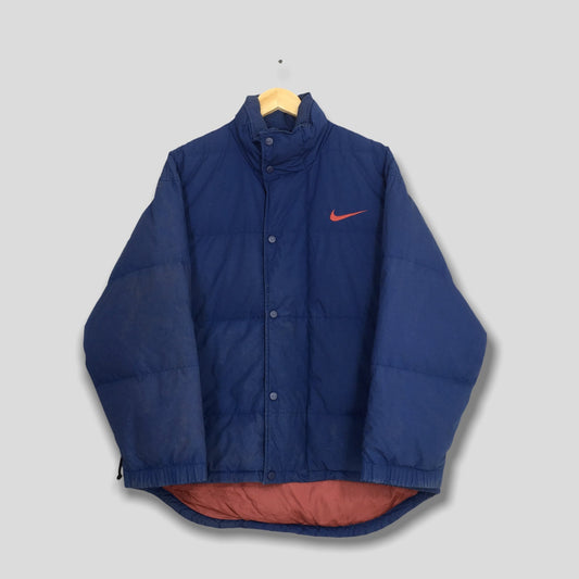 Nike Swoosh Bomber Blue Puffer Jacket Medium