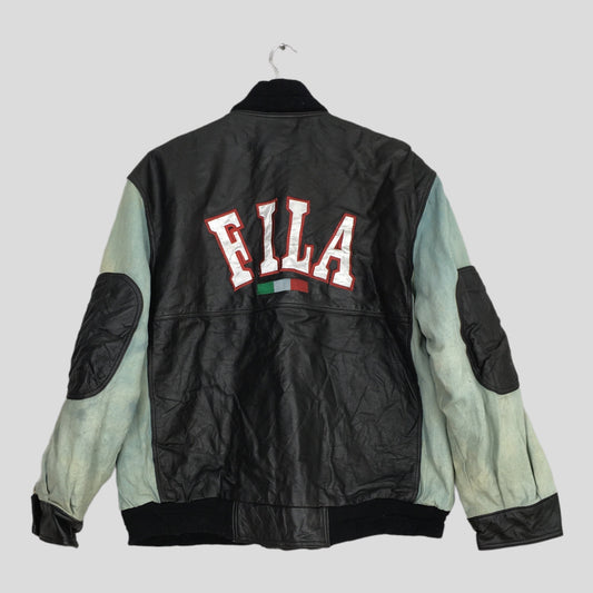 Fila Sports Leather Jacket Bomber XLarge