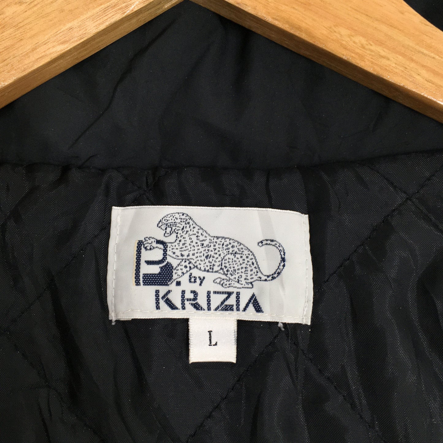 Krizia Leopard Monogram Black Long Coats Hoodie Large