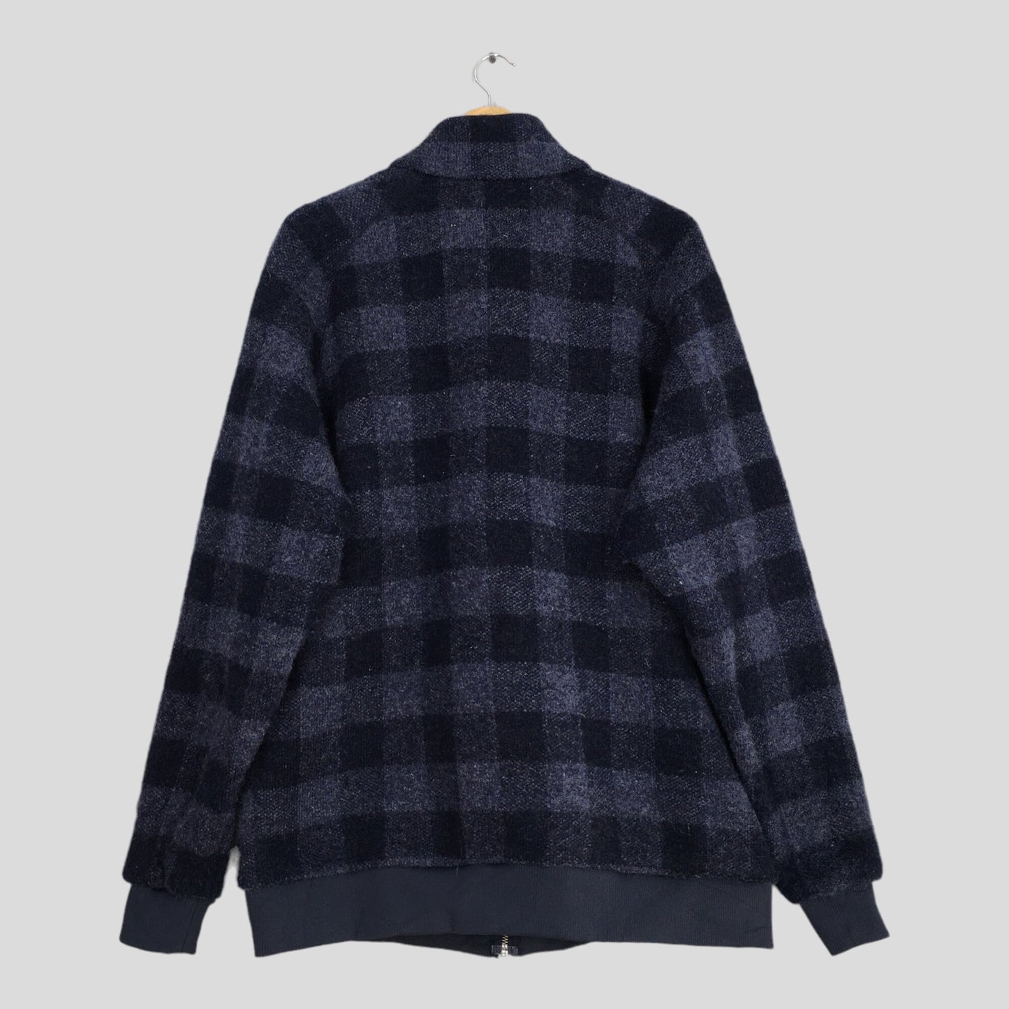 Patagonia Fleece Wool Checkered Zipper Sweater XLarge