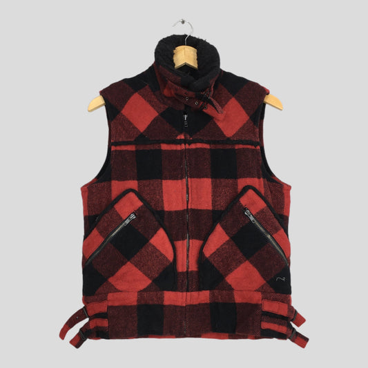 Rags Mcgregor Checkered Plaid Tartan Wool Sherpa Vest Jacket Small