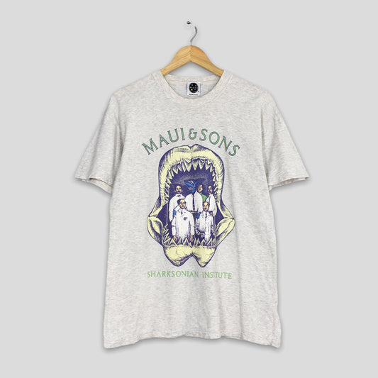 Maui & Sons Sharksonian Institute Surfing T shirt Medium