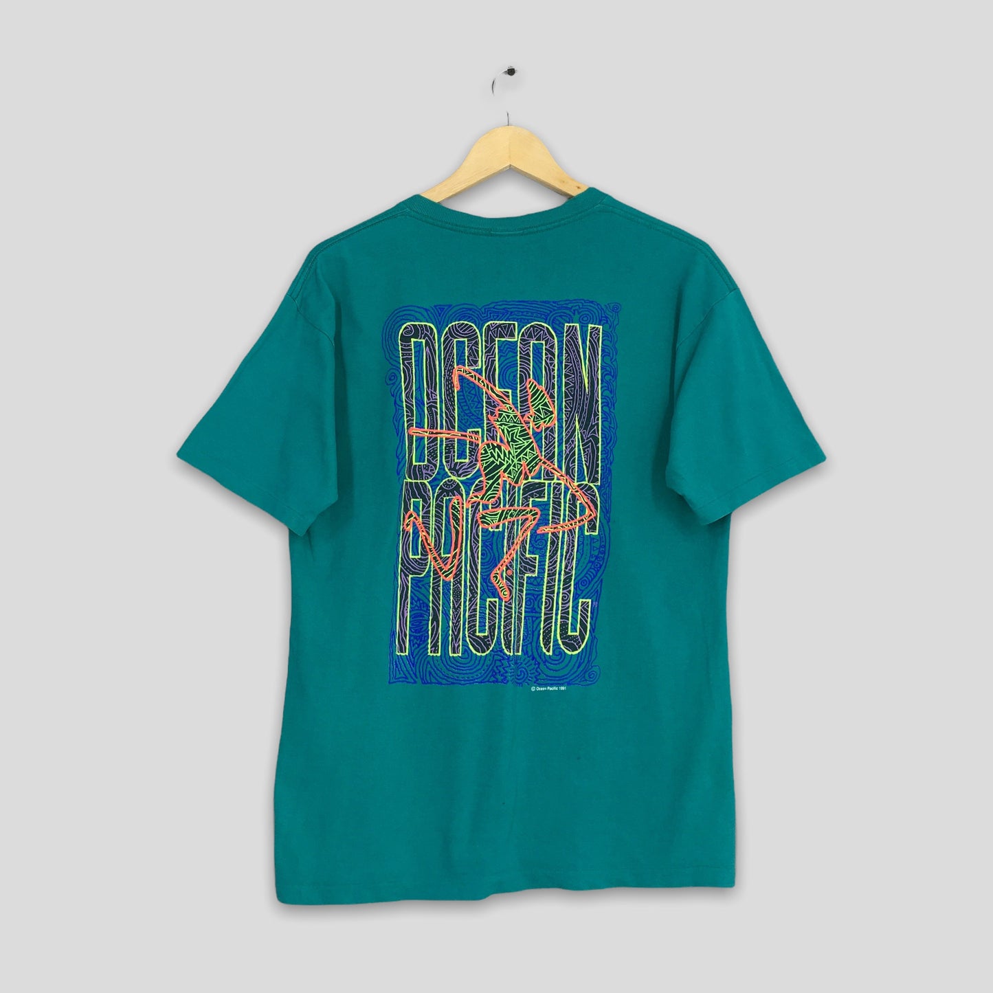 Ocean Pacific Surfer Green Tee Large