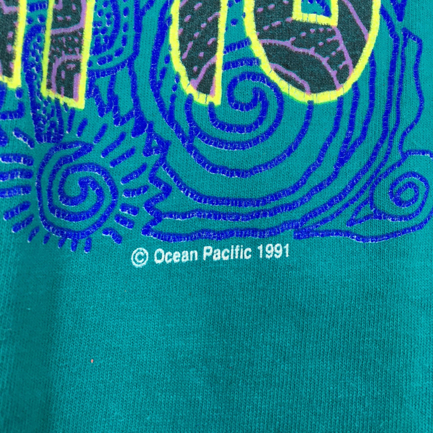 Ocean Pacific Surfer Green Tee Large