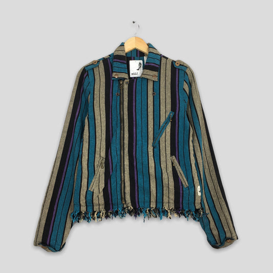 Bondage Punk Stripes Goth Ladies Jacket Medium