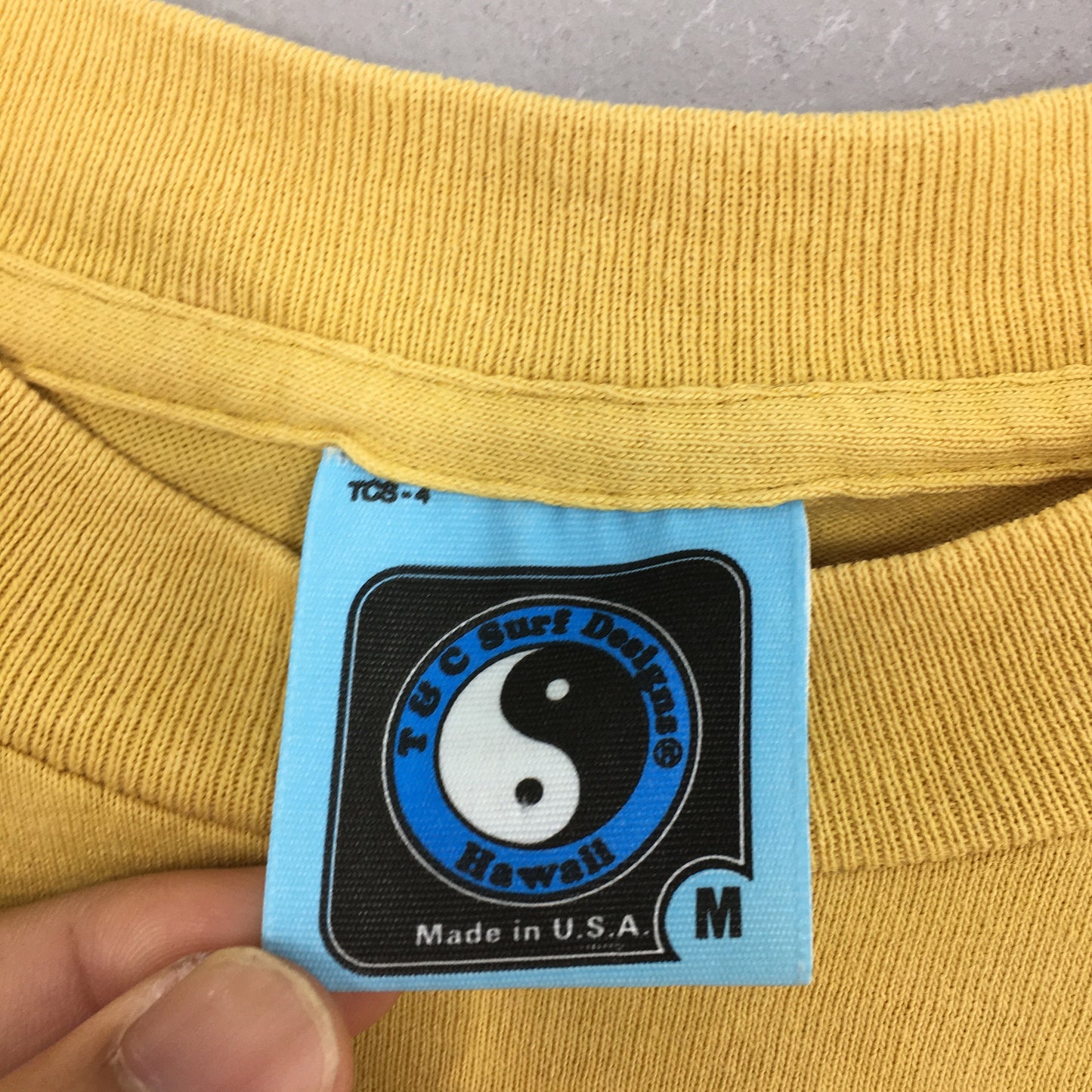 T&C Surf Designs Yin Yang Surfing Mustard T shirt Medium