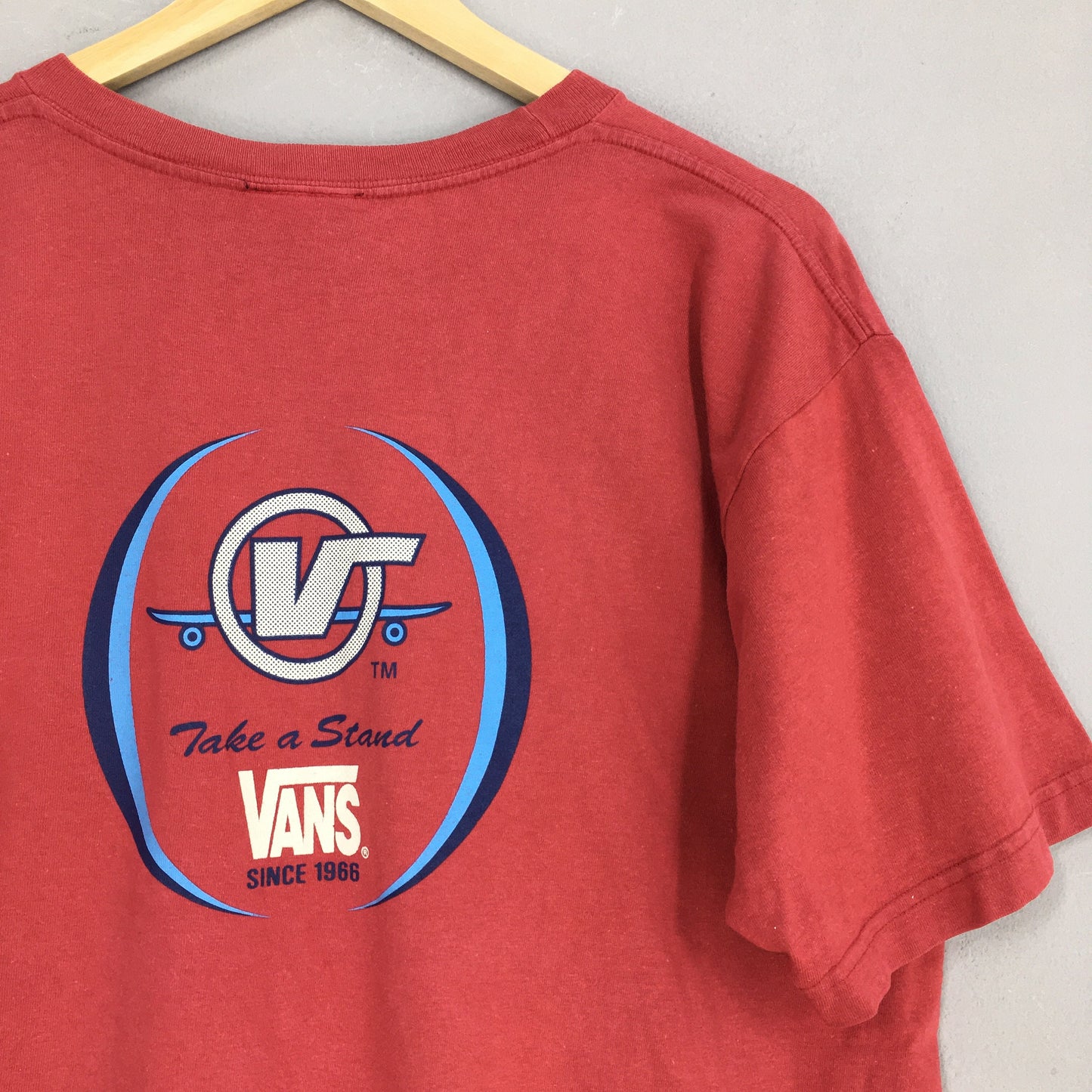 Vans Usa Skateboarding Red Tshirt Large