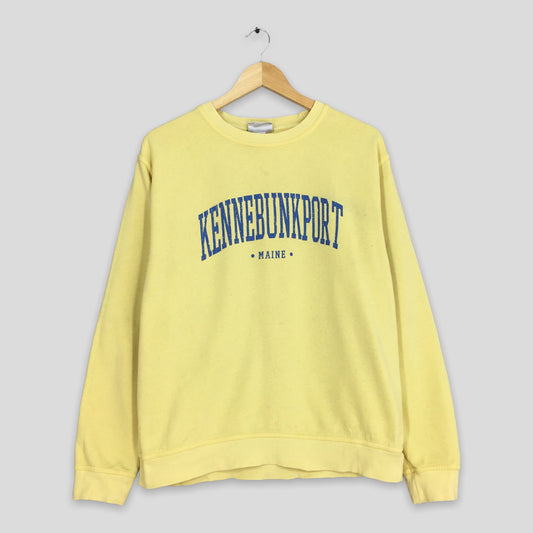 Kennebunkport Beach Maine State Yellow Sweatshirt Medium