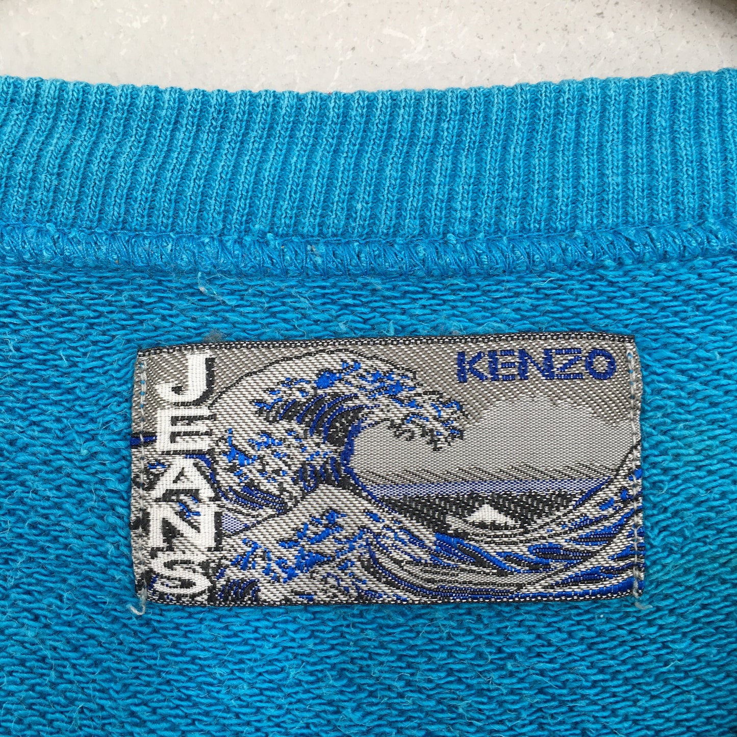 Kenzo Jeans Embroidered Blue Sweater Large