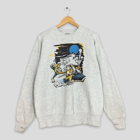 Prairie Saloon Cartoon Graphic Sweater XLarge