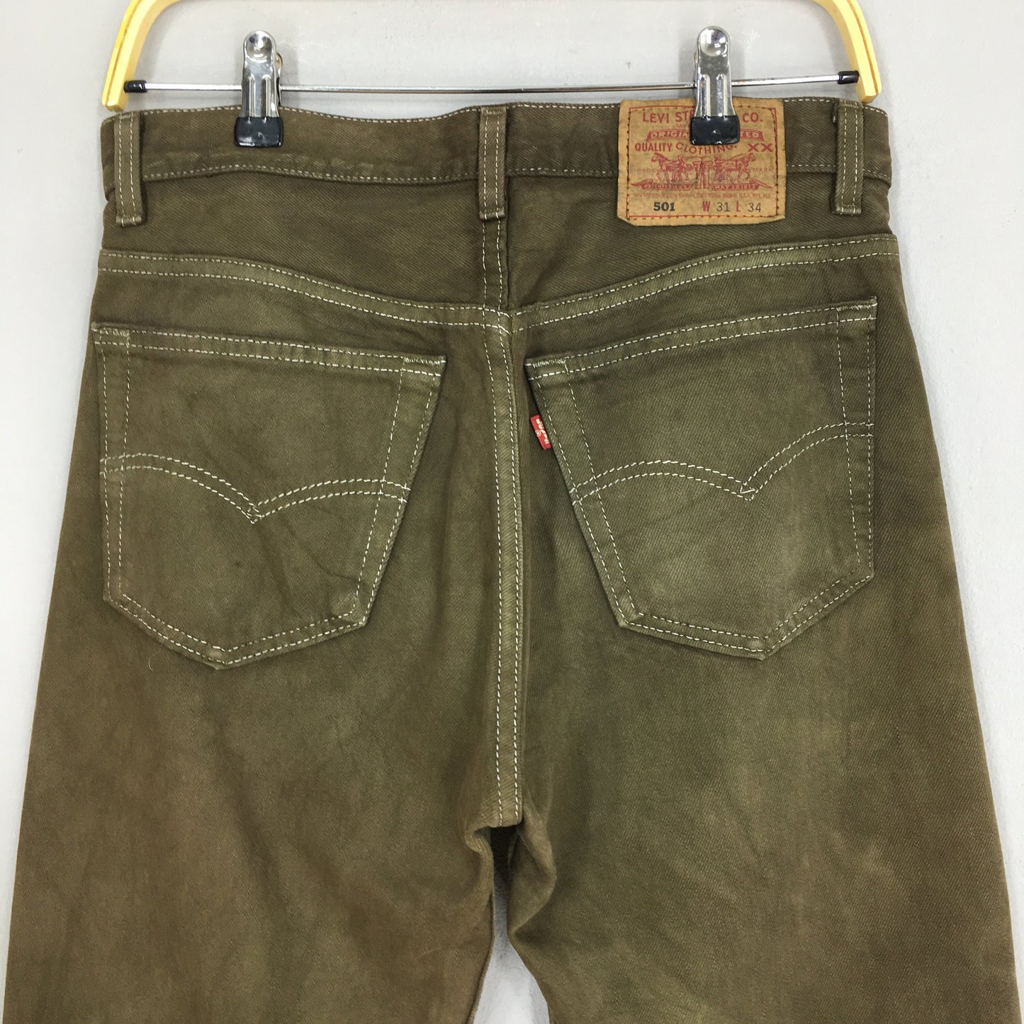 Levi's 501 Olive Green Overdyed Denim Size 30x33.5