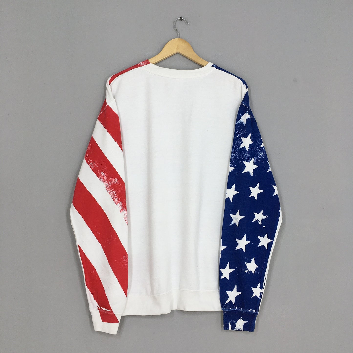 United States USA Flag Overprinted Sweatshirt Large