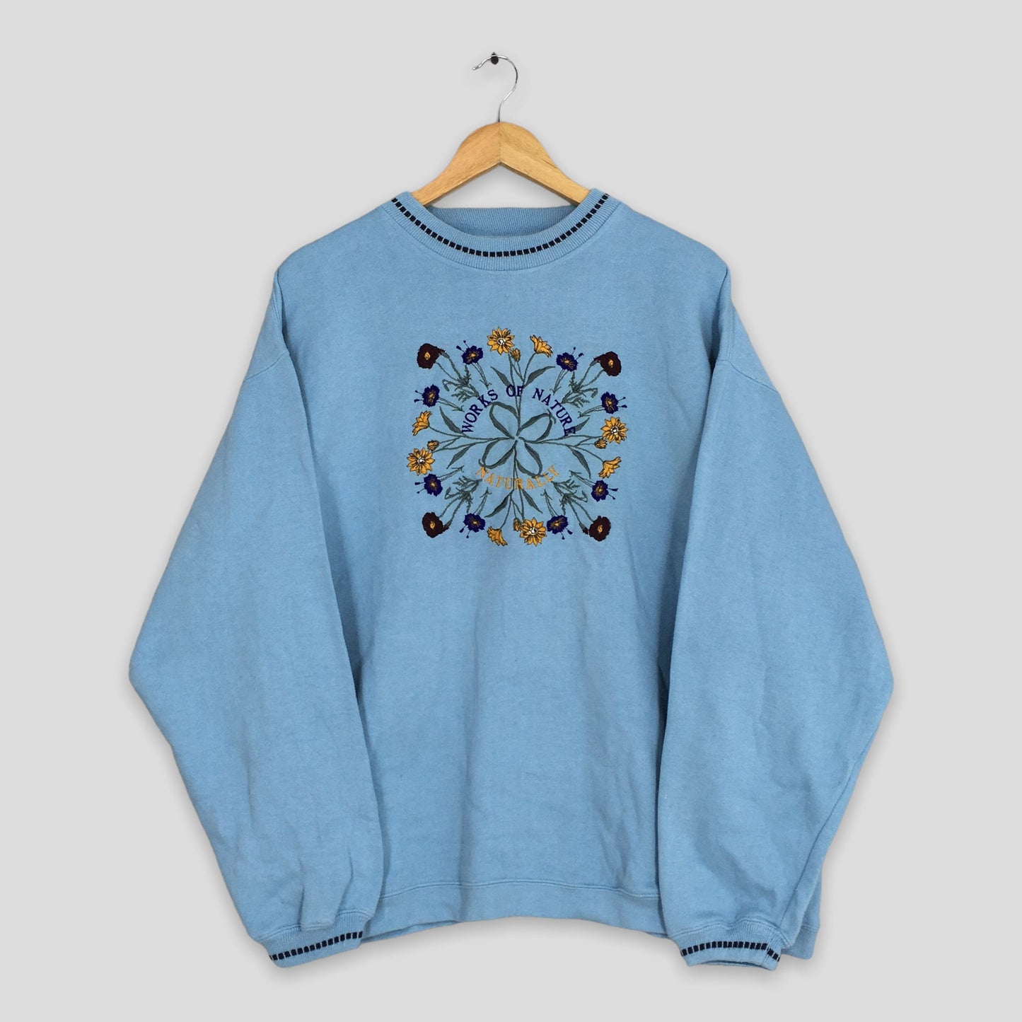 Flower Floral Embroidered Sweatshirt XLarge