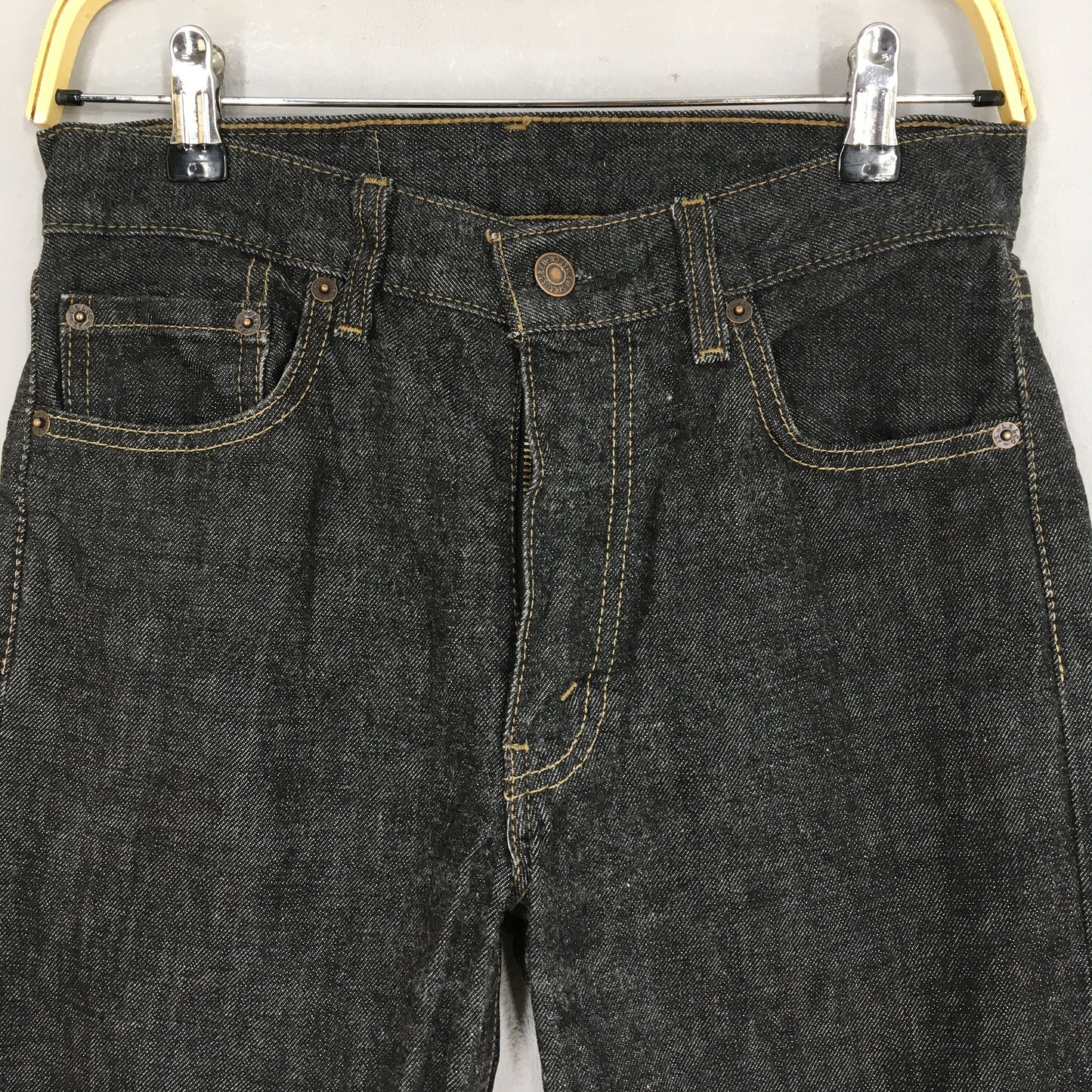 Levi's 505 Regular Fit Jeans Black Denim Size 27x33.5