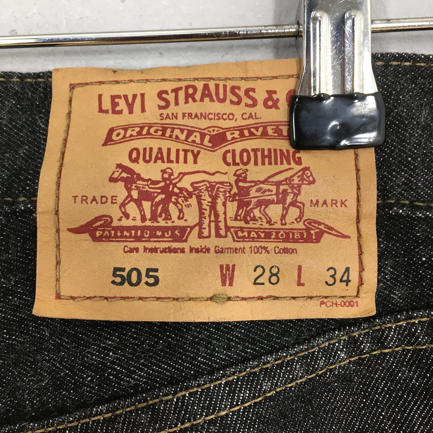 Levi's 505 Regular Fit Jeans Black Denim Size 27x33.5