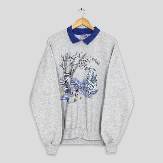 Morning Sun Snow Birds Sweatshirt XLarge