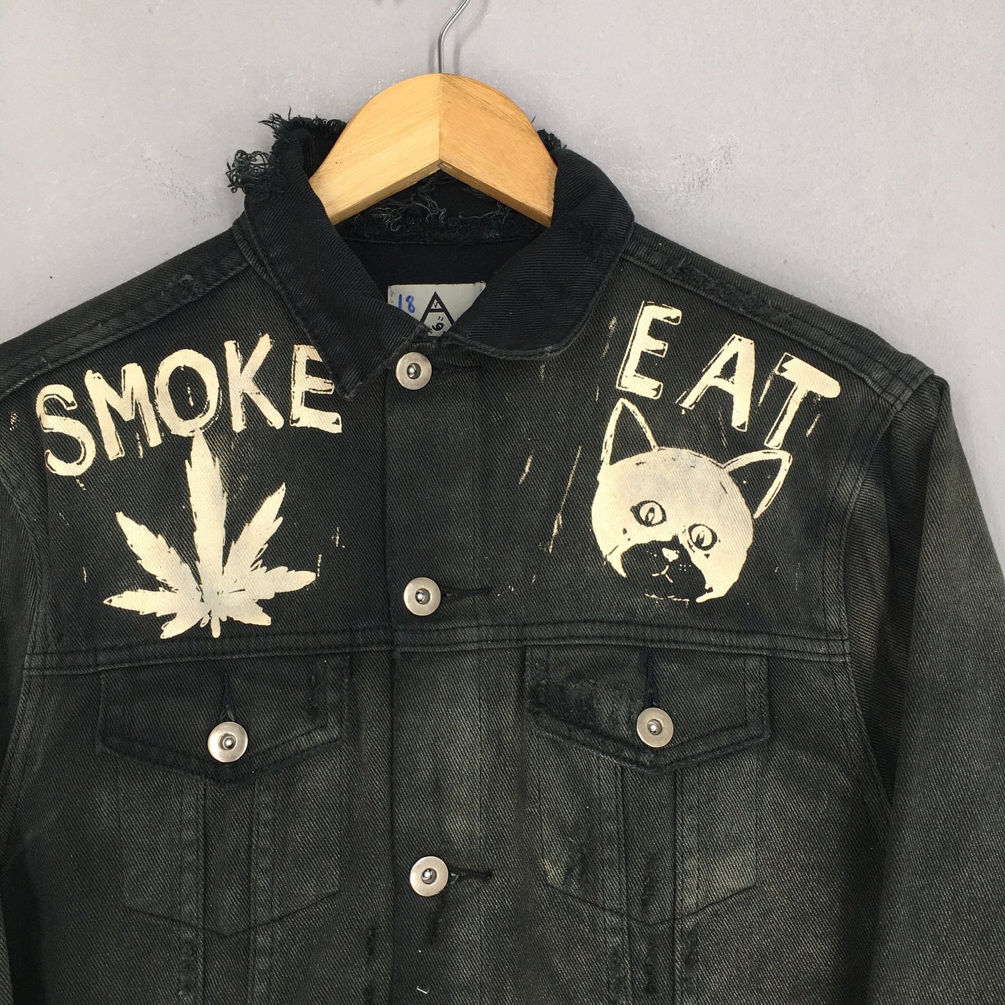 Faded Distressed No Hope Trucker Denim Jacket Small