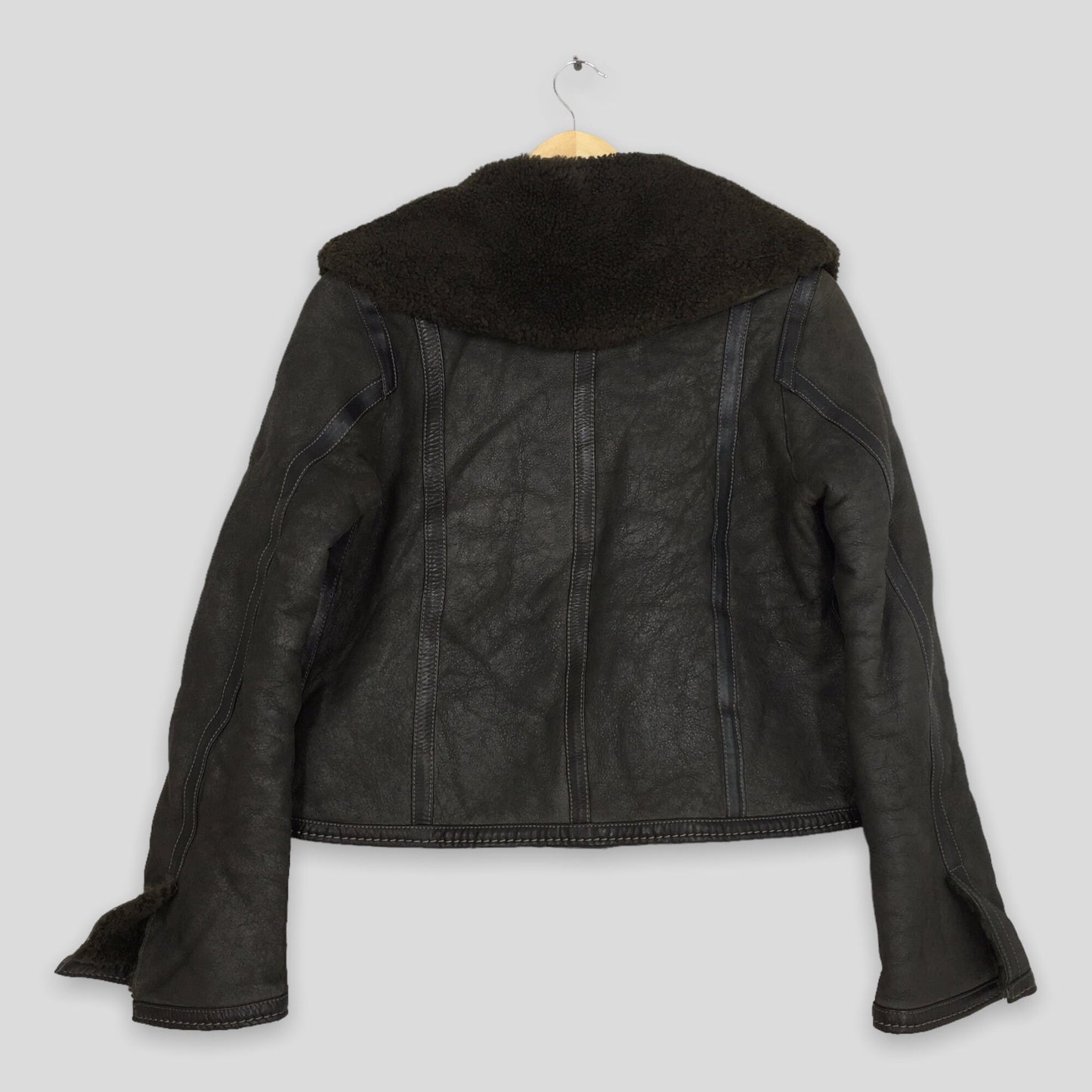 Neil Barrett Black Leather Fur Jacket Women Xsmall