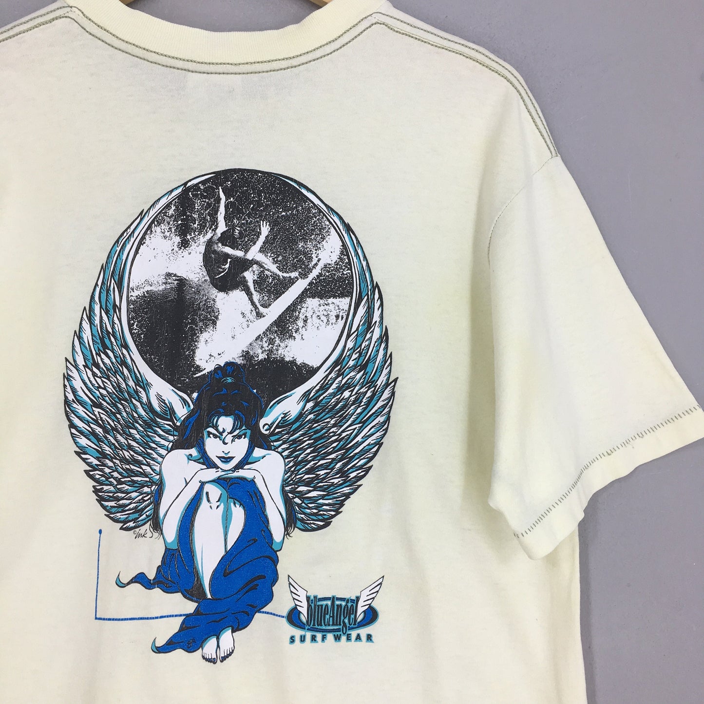 Hawaiian High Voltage Blue Angel Surfing T shirt Large