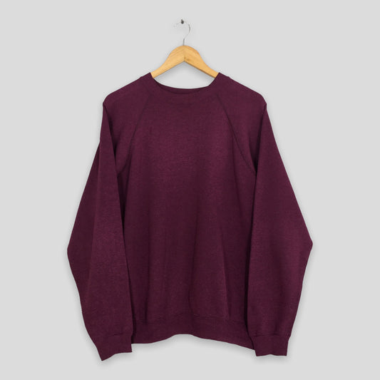 Hanes Red Maroon Plain Sweatshirt Large