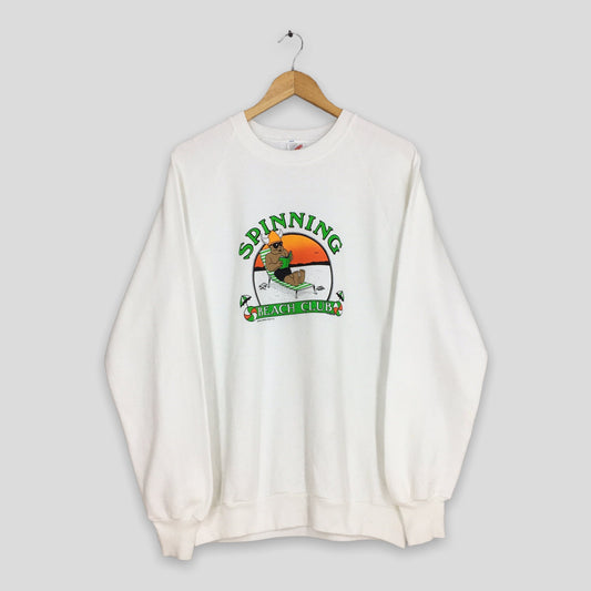 Spinning Beach Club White Sweatshirt Large