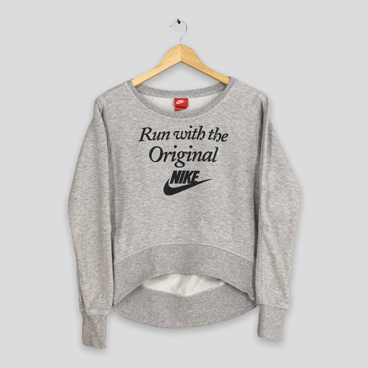 Y2K Nike Swoosh Gray Sweatshirt XSmall