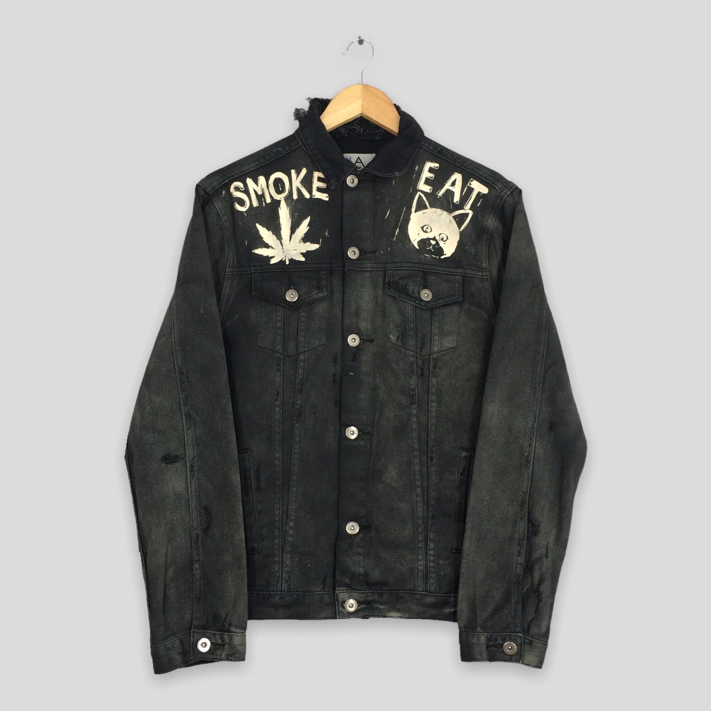 Faded Distressed No Hope Trucker Denim Jacket Small