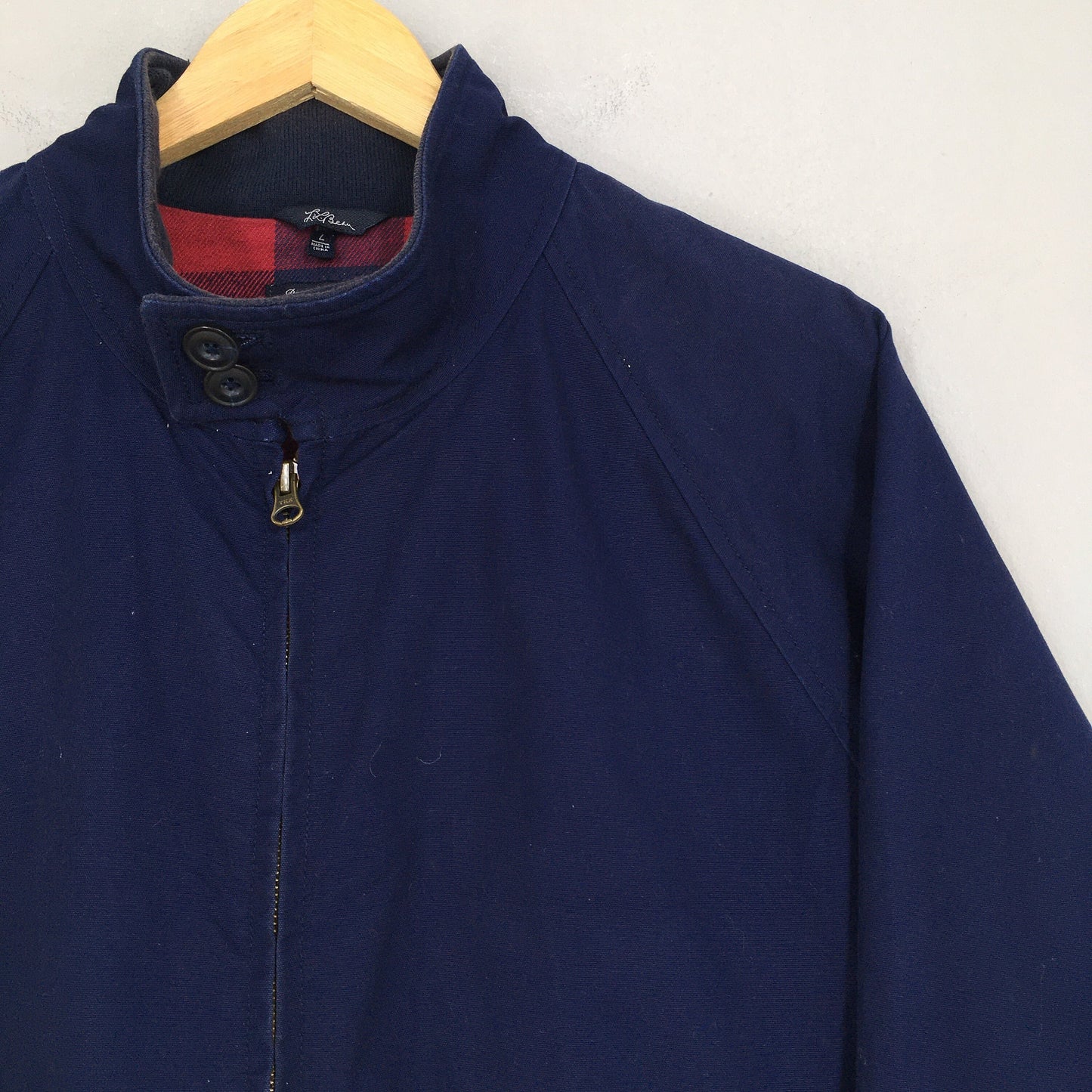 LL Bean Blue Casual Harrington Jacket Large