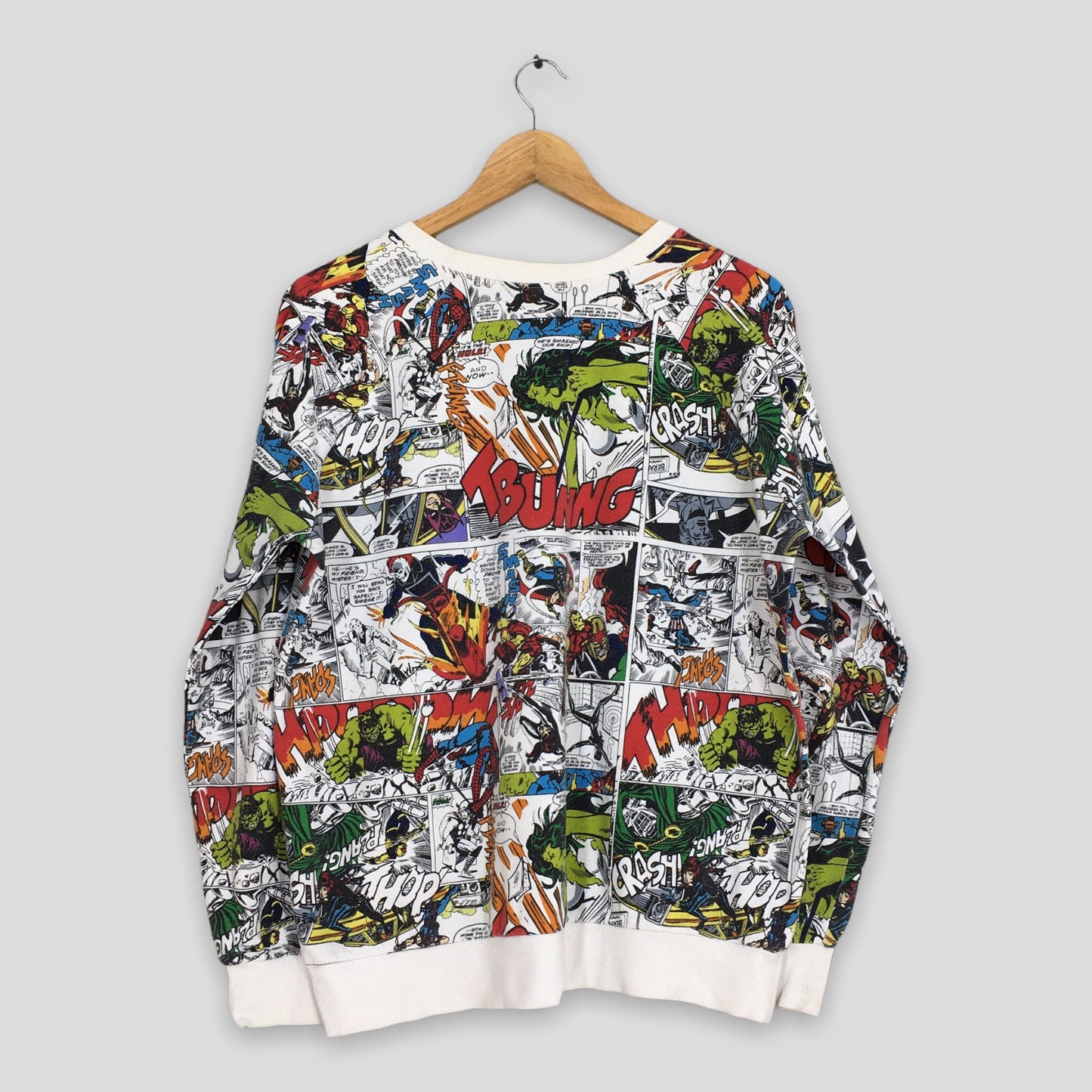 Marvel Comic Strip Overprint Sweatshirt Large