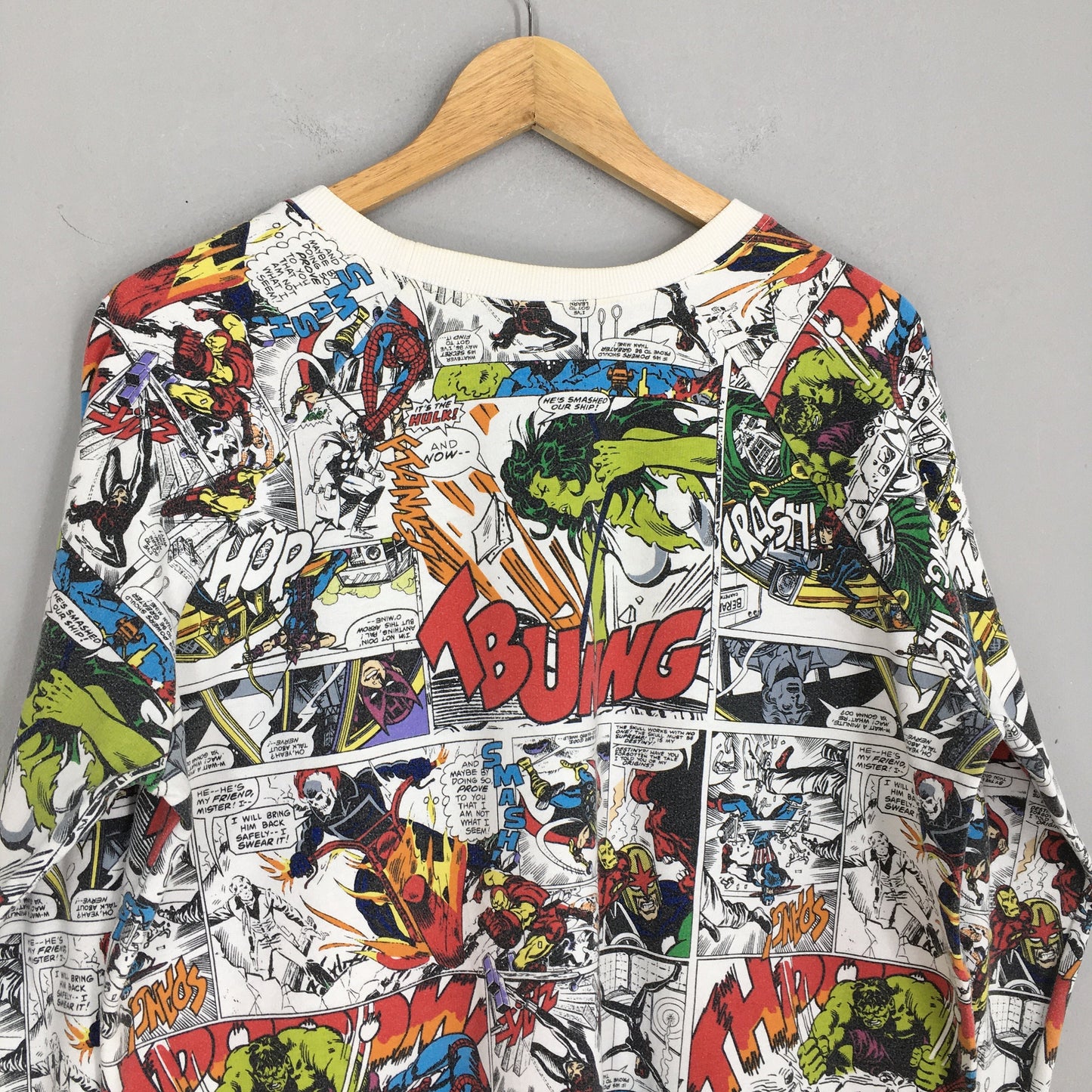 Marvel Comic Strip Overprint Sweatshirt Large